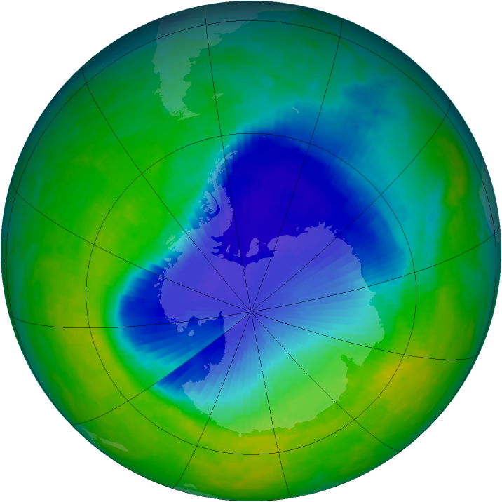 Antarctic ozone map for 21 November 1993
